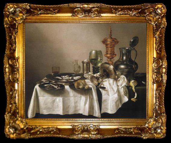 framed  Willem Claesz Heda Style life with gilded cup, ta009-2